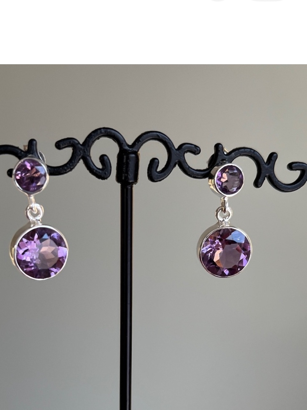 Amethyst SS Post Dangle Earrings